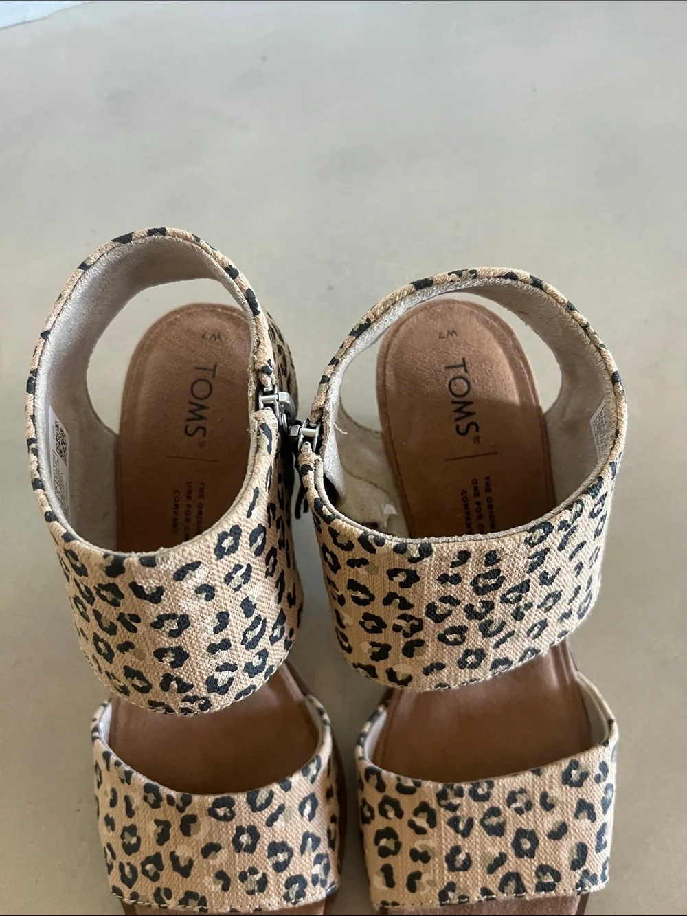 Toms Leopard Print Wedge Sandals - Brown/Black - Picture 3 of 6